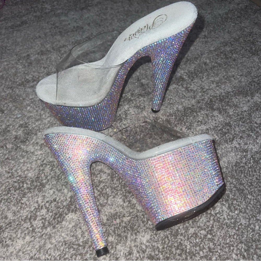 PLEASER Bejeweled-712RS 7 INCH SANDAL HEELS SZ 6